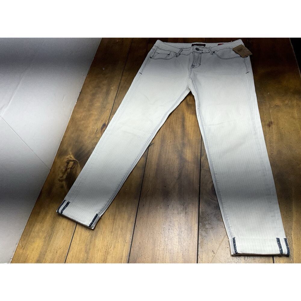 Cult Of Individuality Womens Teaser Crop Slim Jeans White Bleach Size 28